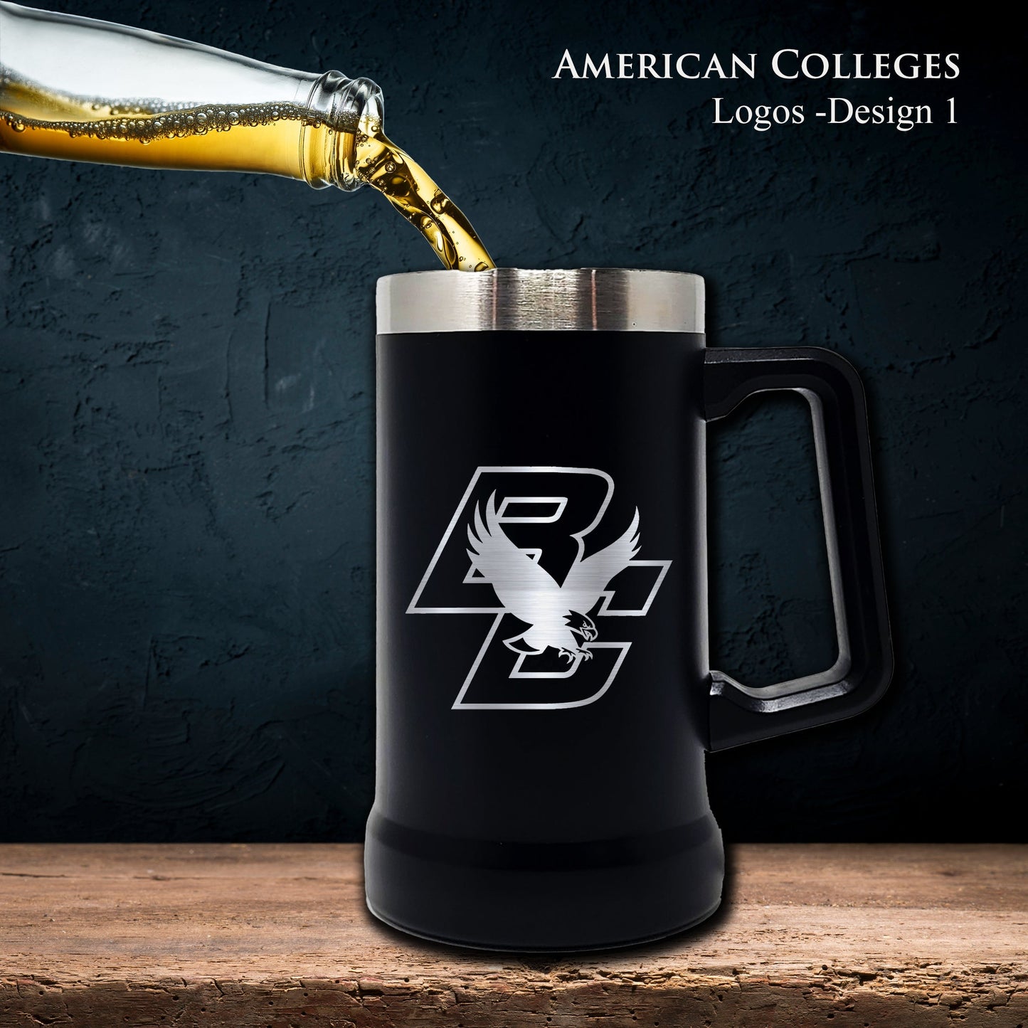 Black 24 Oz Personalized Stainless Steel Beer Mug - SIKARX