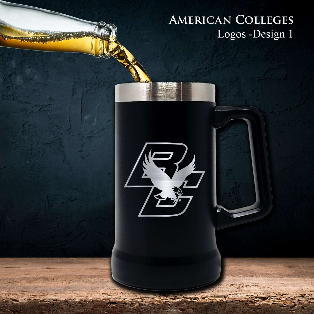 Black 24 Oz Personalized Stainless Steel Beer Mug - SIKARX