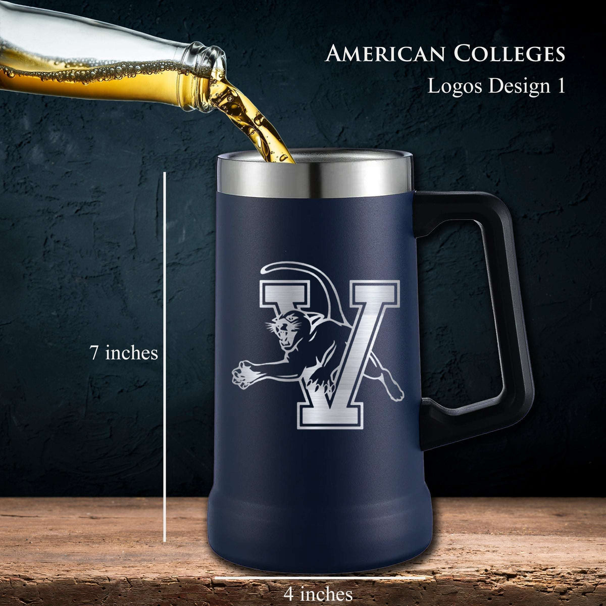 Black 24 Oz Personalized Stainless Steel Beer Mug - SIKARX