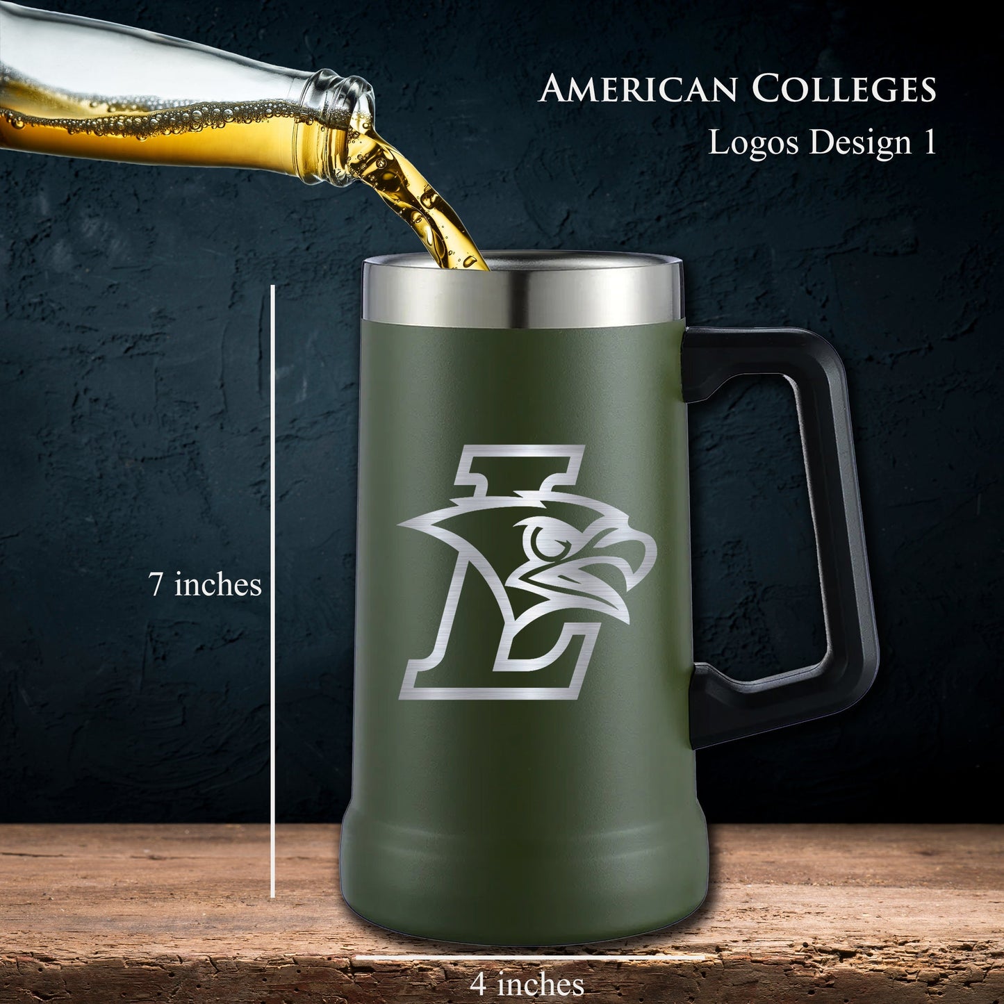 Black 24 Oz Personalized Stainless Steel Beer Mug - SIKARX