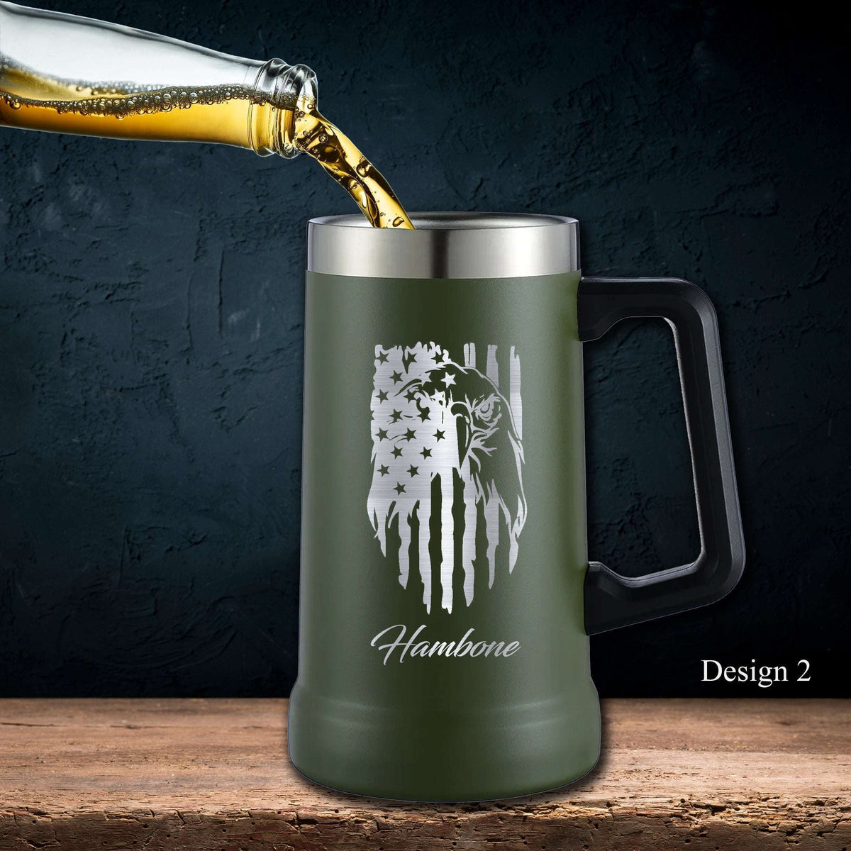 Black 24 Oz Personalized Stainless Steel Beer Mug - SIKARX