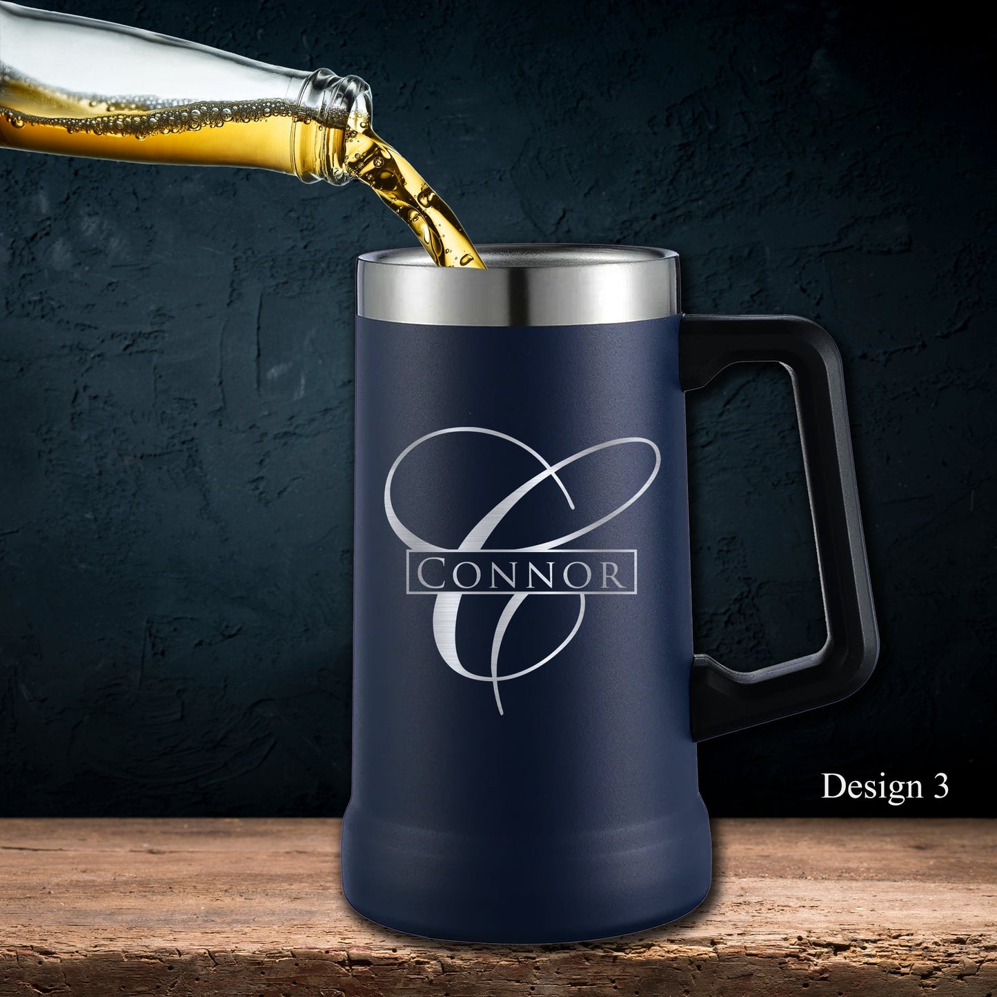 Black 24 Oz Personalized Stainless Steel Beer Mug - SIKARX
