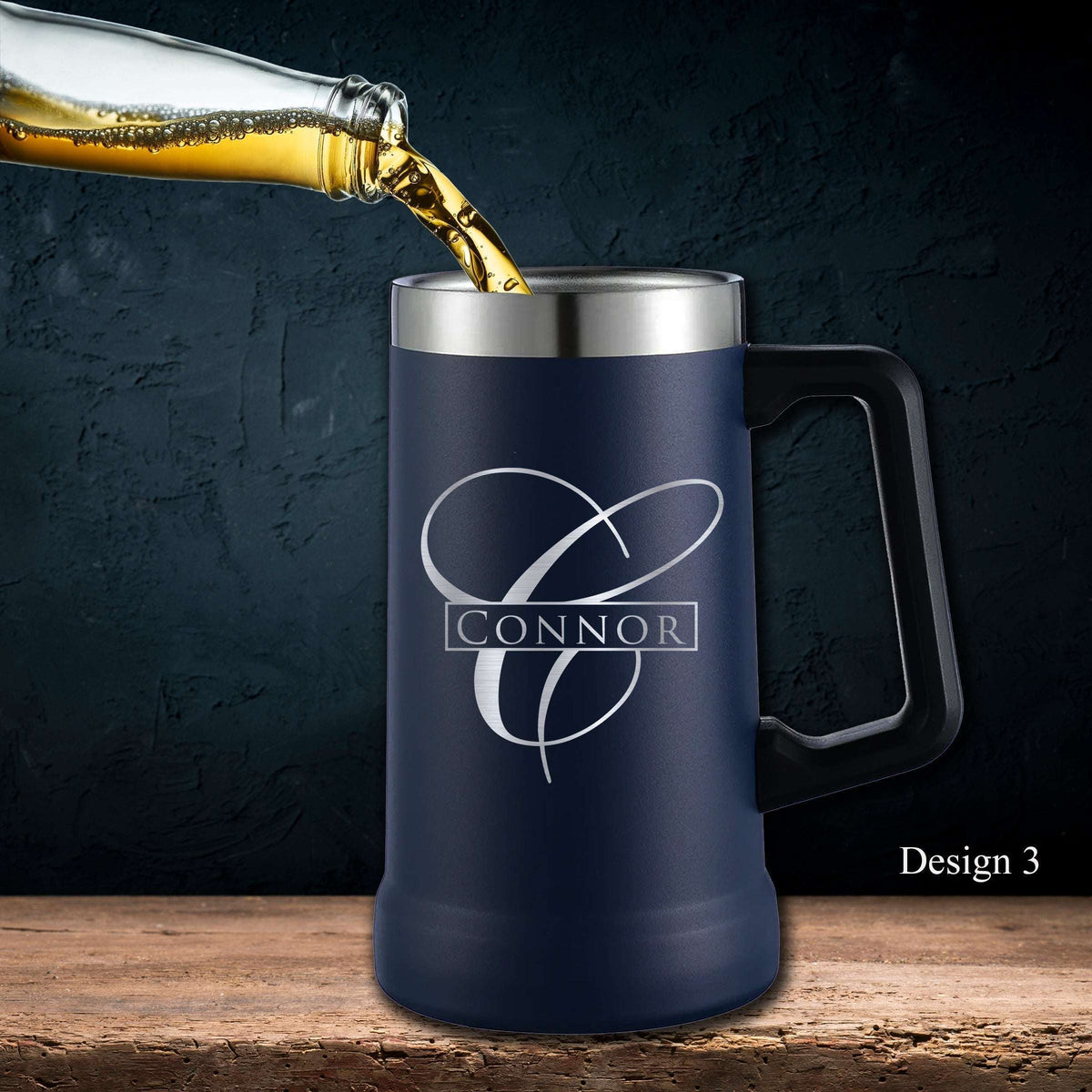 Black 24 Oz Personalized Stainless Steel Beer Mug - SIKARX