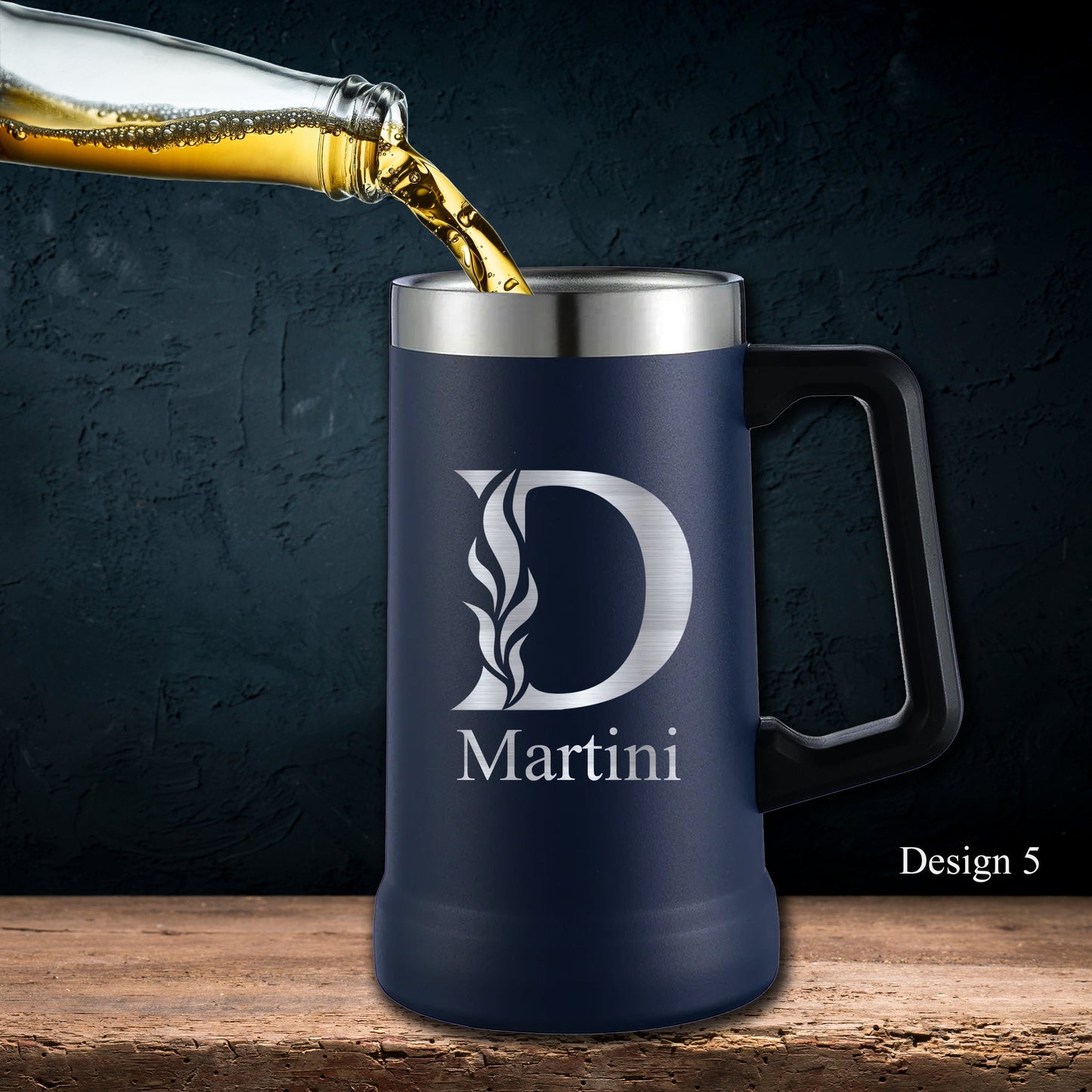 Black 24 Oz Personalized Stainless Steel Beer Mug - SIKARX
