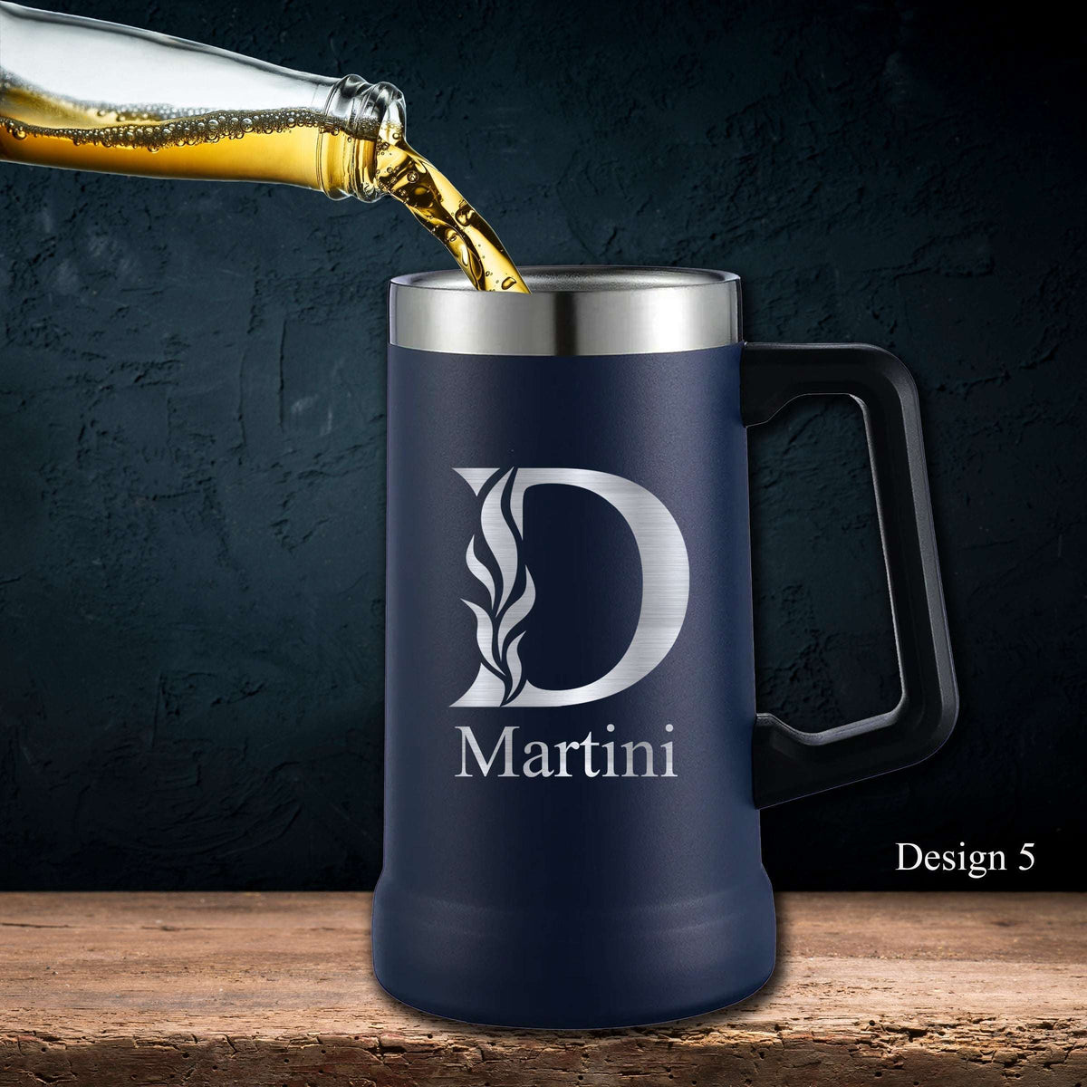 Black 24 Oz Personalized Stainless Steel Beer Mug - SIKARX