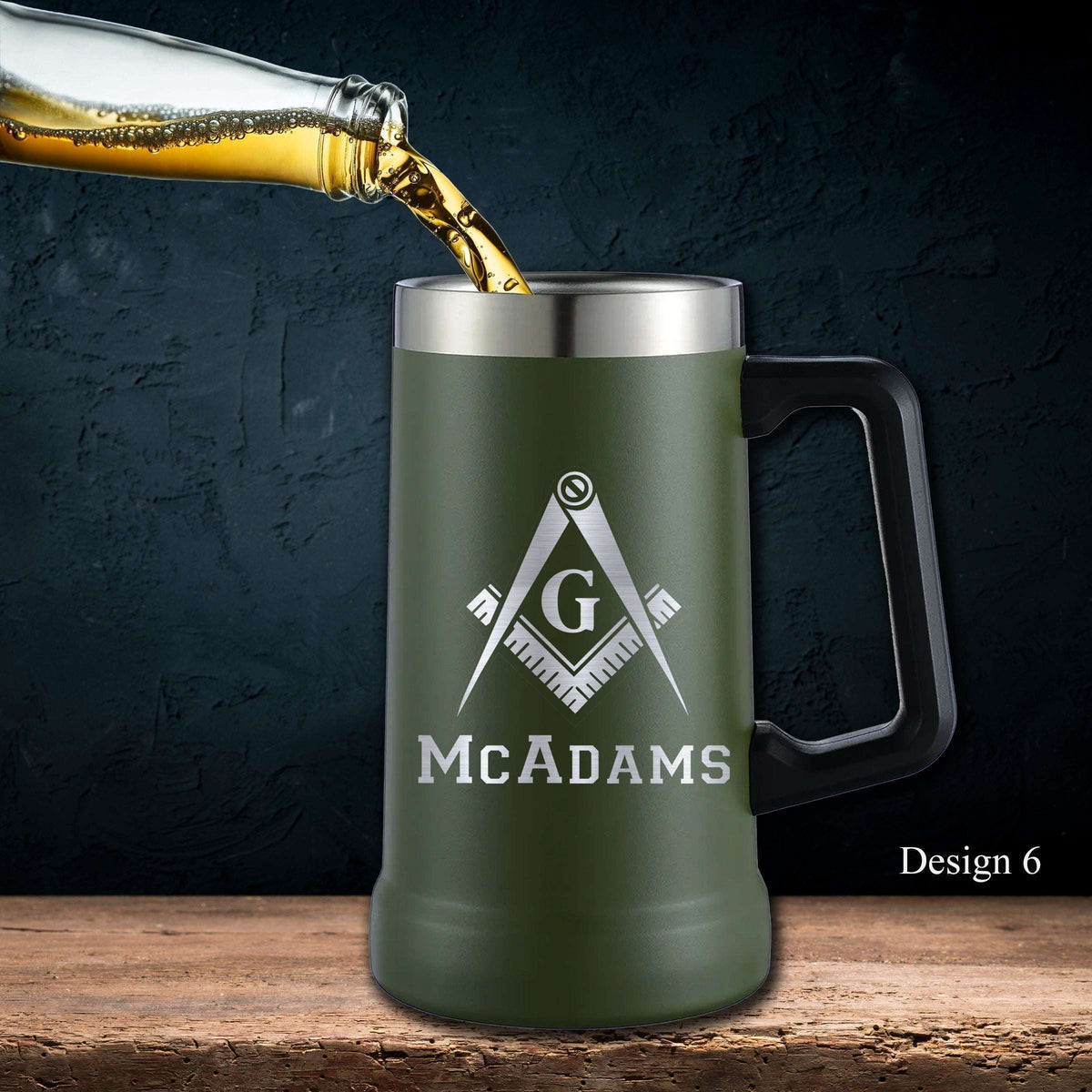 Black 24 Oz Personalized Stainless Steel Beer Mug - SIKARX