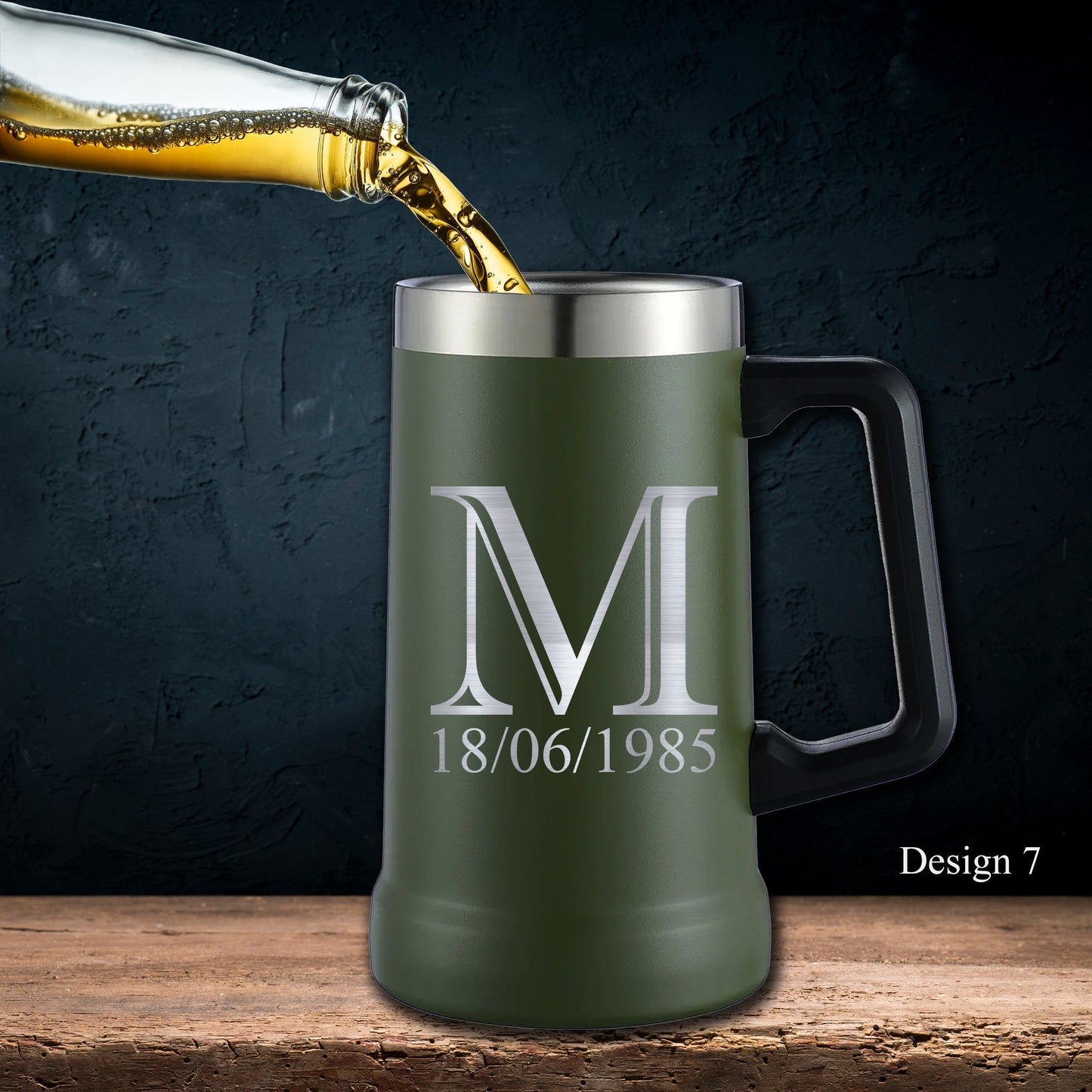 Black 24 Oz Personalized Stainless Steel Beer Mug - SIKARX