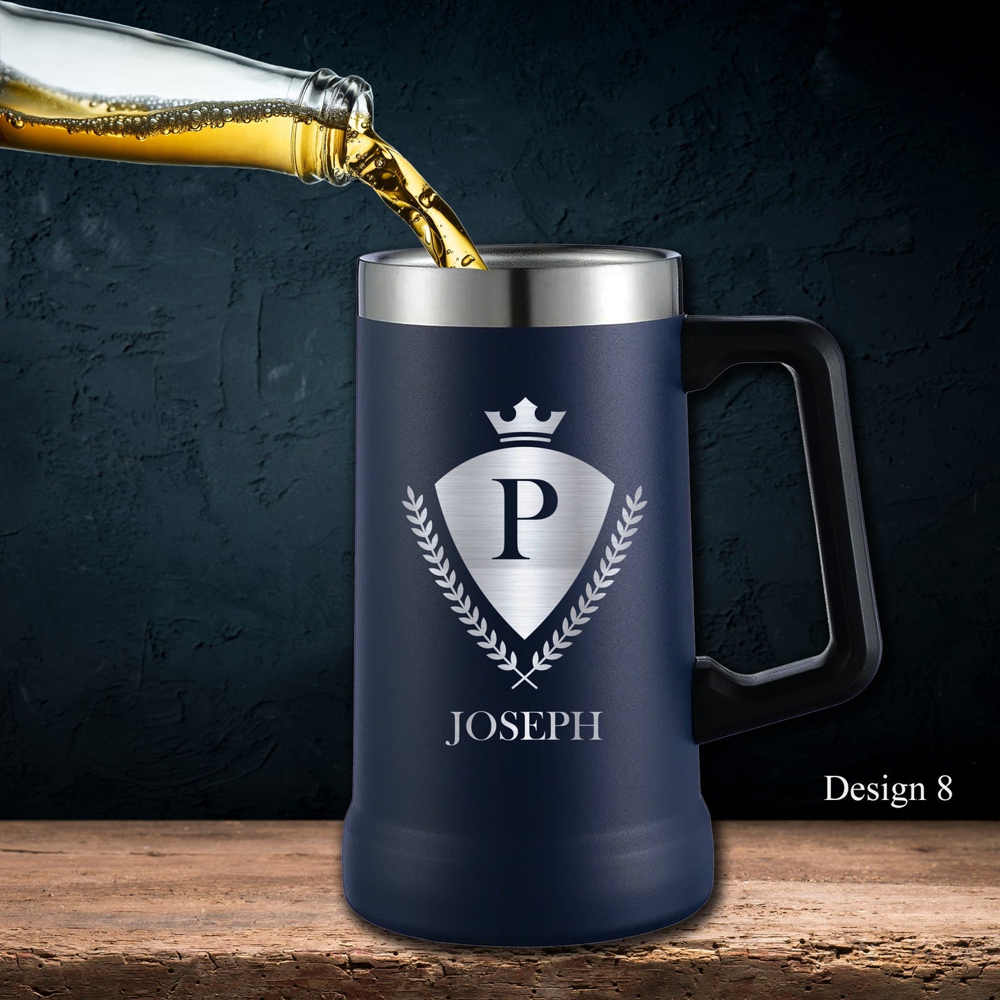 Black 24 Oz Personalized Stainless Steel Beer Mug - SIKARX