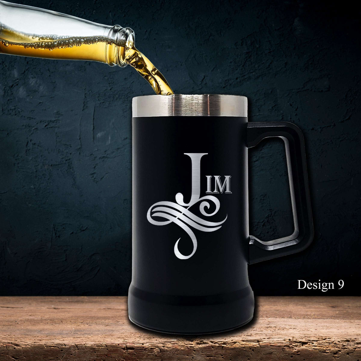 Black 24 Oz Personalized Stainless Steel Beer Mug - SIKARX