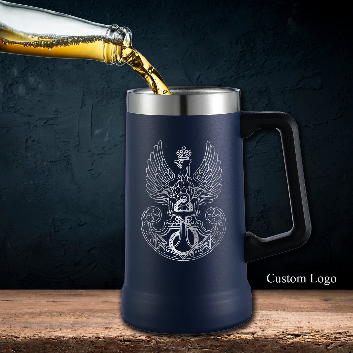 Black 24 Oz Personalized Stainless Steel Beer Mug - SIKARX