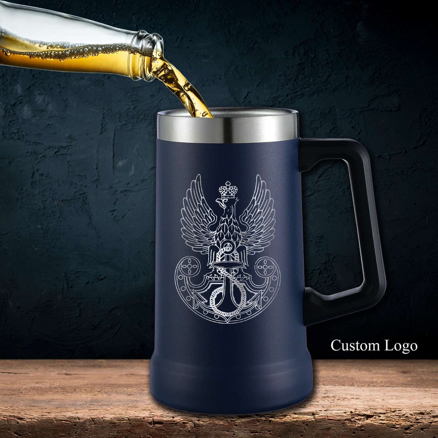 Green 24 Oz Personalized Stainless Steel Beer Mug - SIKARX