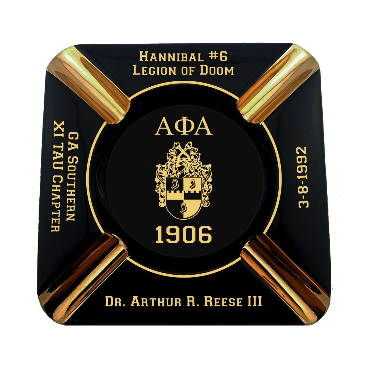 Personalized That's what I do I smoke cigars Black and Gold Large 4 Cigars Ceramic Ashtray Outdoor Use 4 Cigar rests - SIKARX