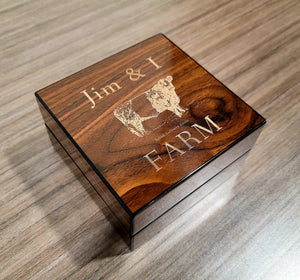 Personalized High Gloss Walnut or Cherry Wood Finish Cigar Ashtray Foldable Set - SIKARX
