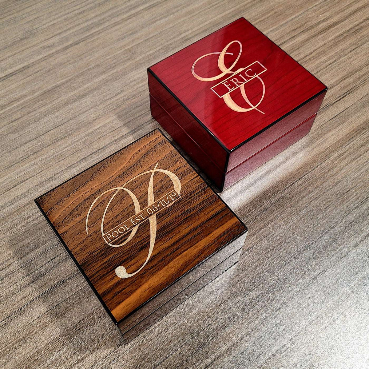 Personalized High Gloss Cherry Wood Foldable Ashtray Set - SIKARX