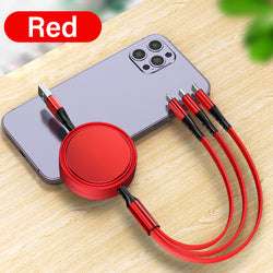 Schitec multi charge port usb cable flexible 20cm 120cm Flat retractable 3 in 1 charging cable for iphone android phone - SIKARX