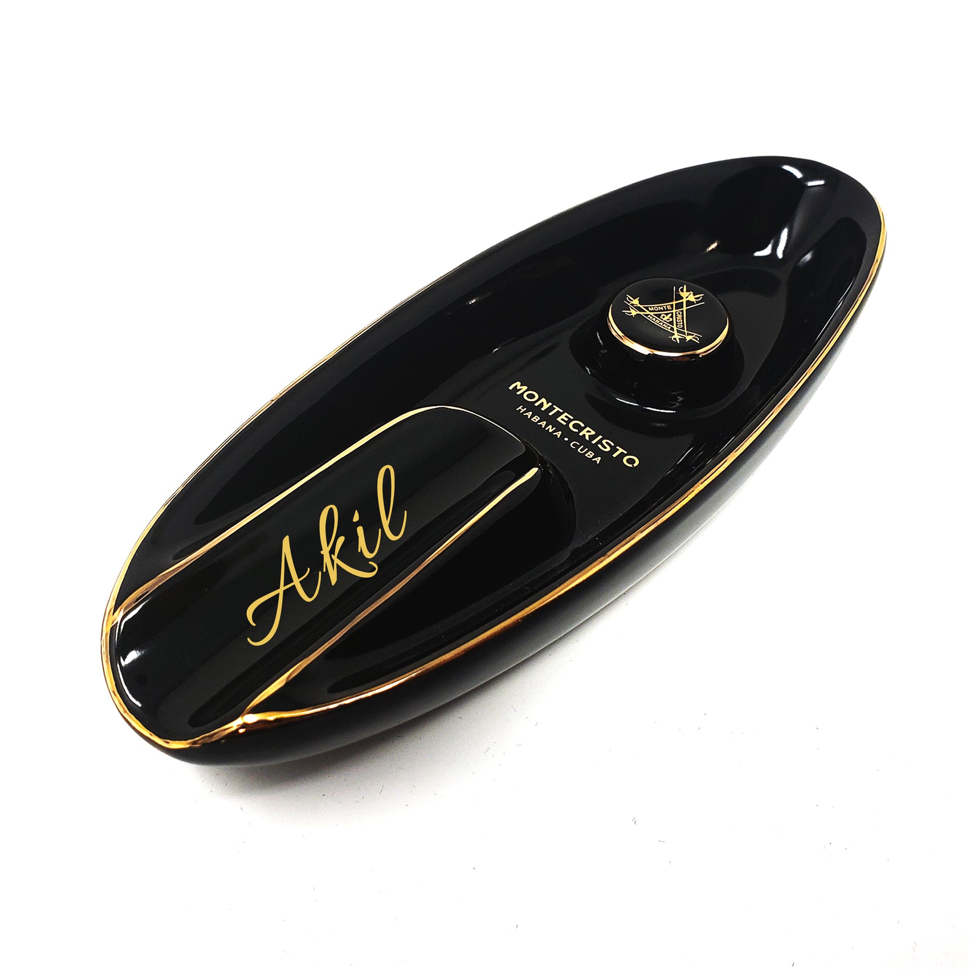 Black or Brown Montecristo Single Cigar Ashtray - SIKARX