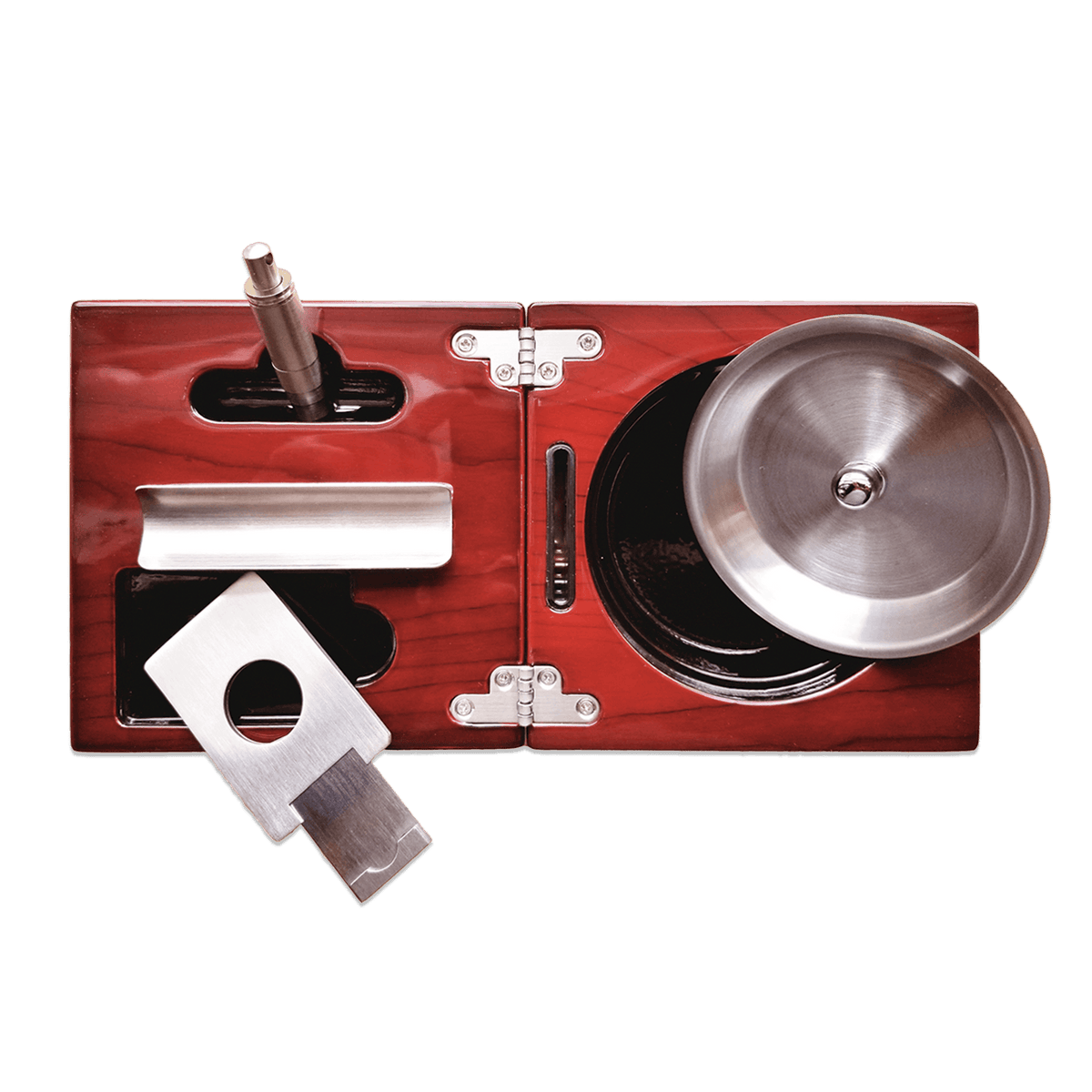 High Gloss Cherry Wood Foldable Ashtray Set - SIKARX
