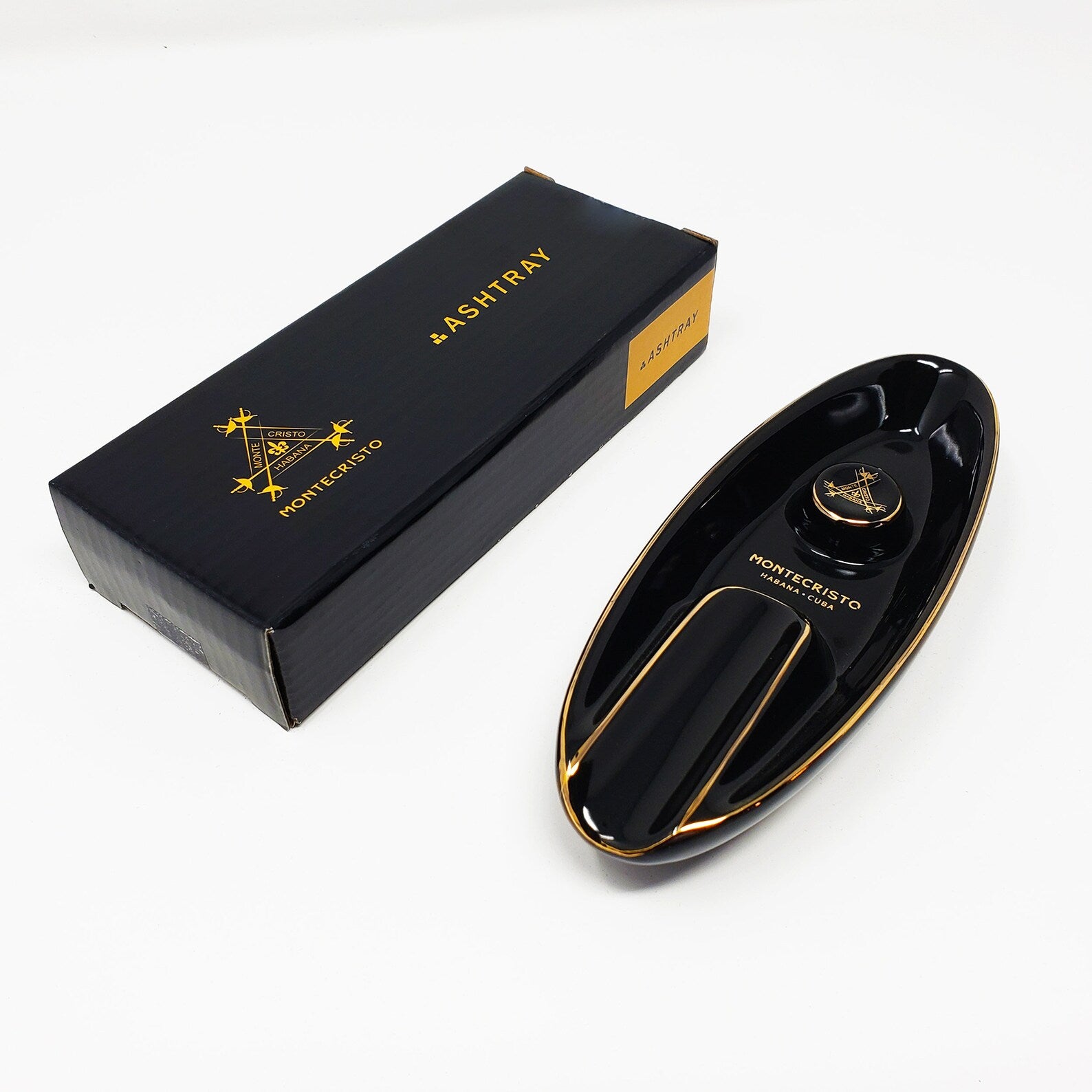 Black Montecristo Single Cigar Ashtray - SIKARX