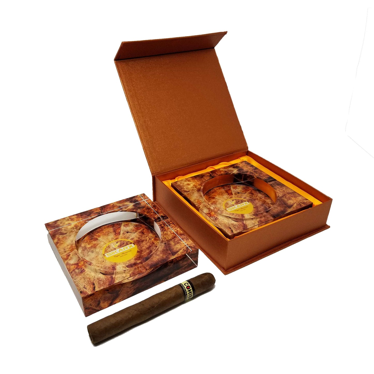 Personalized Dual-Use Cigar Ashtray - Tray Design for Outdoor, Windproof, Indoor and Patio, Beautiful Gift Box - SIKARX