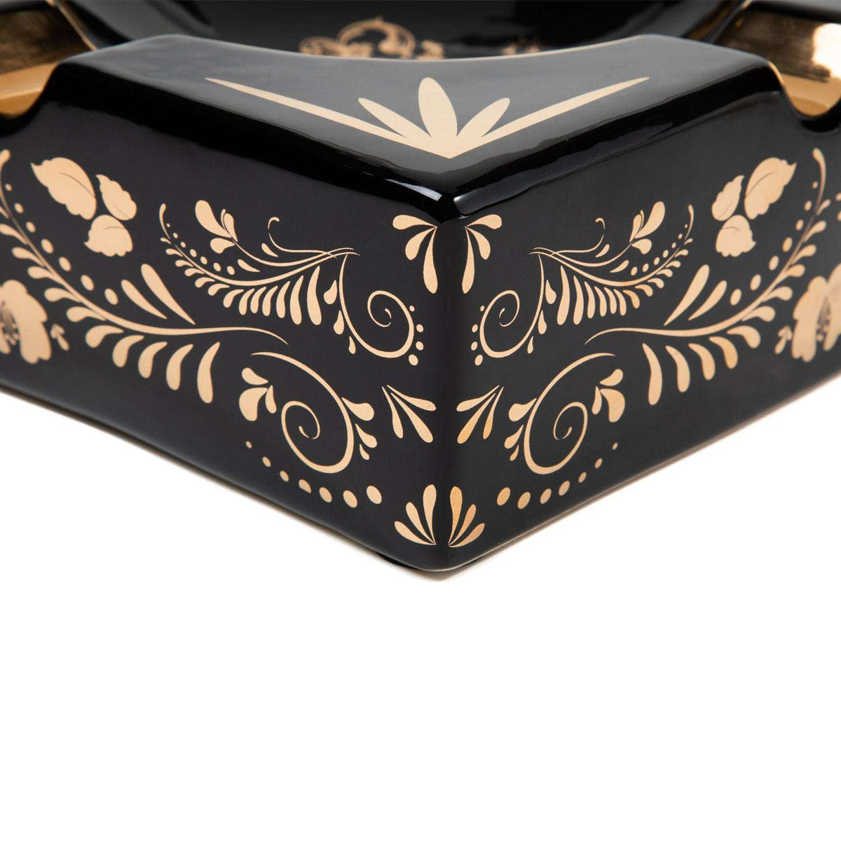 Cigar Ashtray Gold & Black 4 Cigar Rest - SIKARX