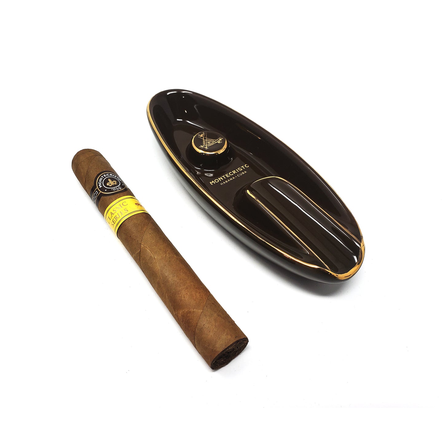 Personalized Brown Montecristo Single Cigar Ashtray & Gift Box - Gifts for men -Grandfather, Christmas - Wedding - Anniversary - Engraved - SIKARX