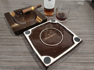Personalized Brown Large 4-Cigar Ceramic Ashtray - SIKARX