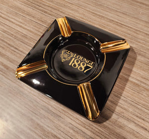 Personalized Black Diamond Ceramic Ashtray for 4 Cigars