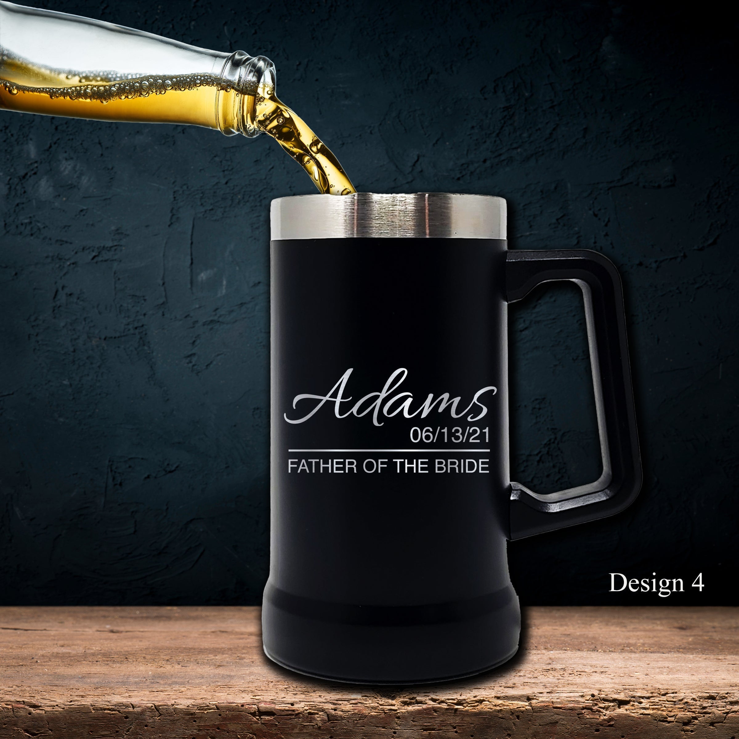 Black 24 Oz Personalized Stainless Steel Beer Mug - SIKARX