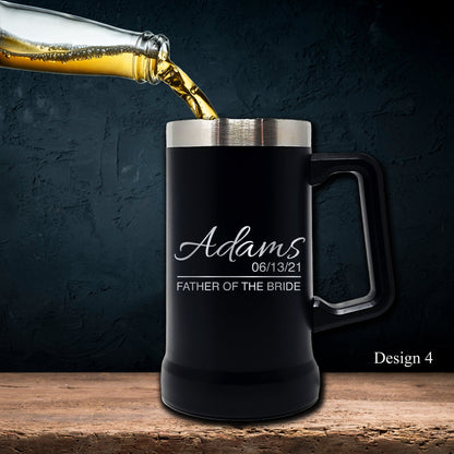 Black 24 Oz Personalized Stainless Steel Beer Mug - SIKARX