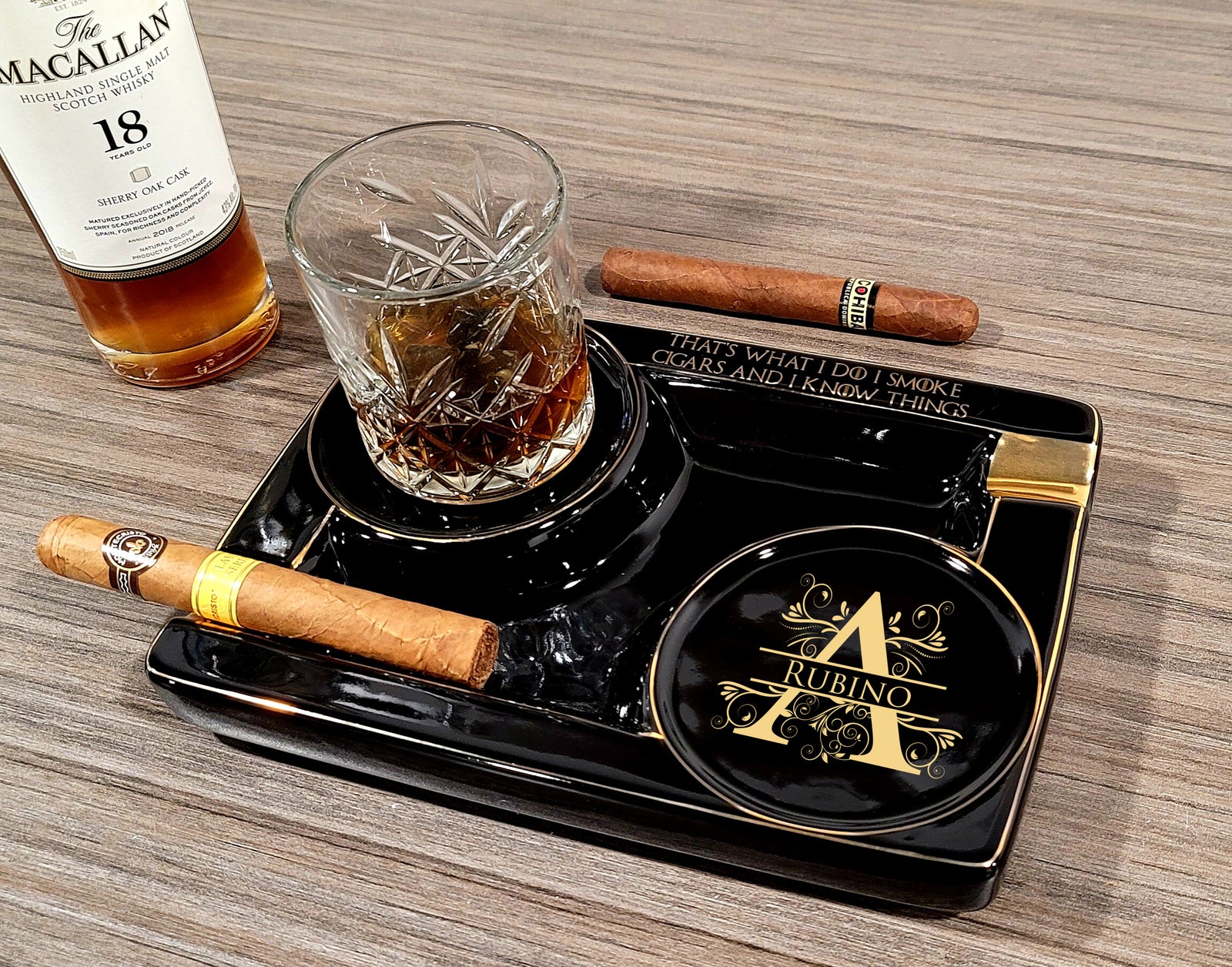 Personalized Cigar Ashtray, Custom Cigar Cutter, Ashtray Guillotine,  Engraved Ashtray, Gift for Him, Christmas Gift, Cigar Lover Gift 
