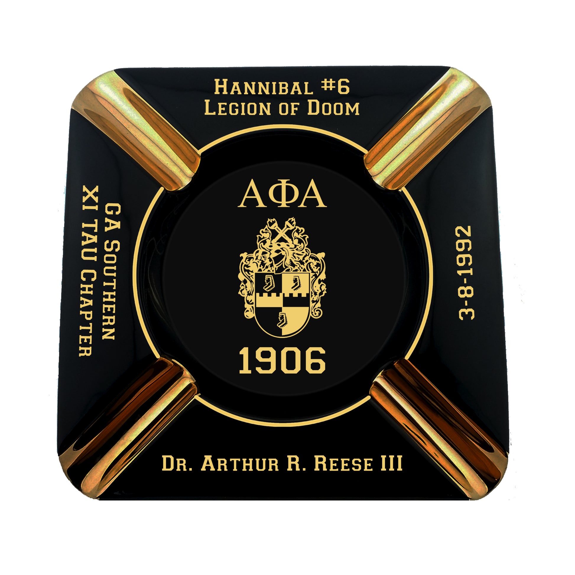 Personalized That's what I do I smoke cigars Black and Gold Large 4 Cigars Ceramic Ashtray Outdoor Use 4 Cigar rests - SIKARX