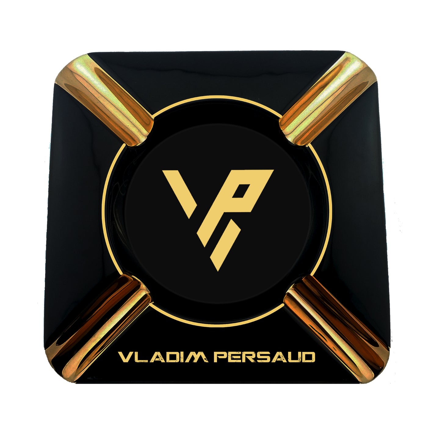 Personalized That's what I do I smoke cigars Black and Gold Large 4 Cigars Ceramic Ashtray Outdoor Use 4 Cigar rests - SIKARX