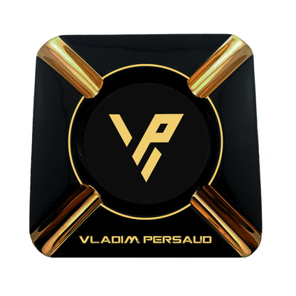 Personalized That's what I do I smoke cigars Black and Gold Large 4 Cigars Ceramic Ashtray Outdoor Use 4 Cigar rests - SIKARX