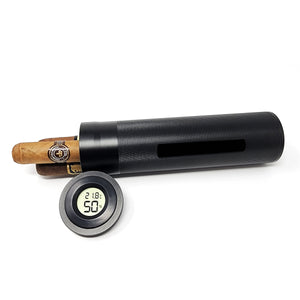 Black Custom Aluminum Digital Travel Cigar Humidor - SIKARX