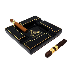 Personalized Gold & Black Montecristo Cigar Ashtray - SIKARX