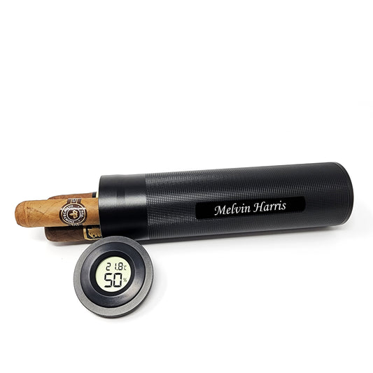 Black Custom Aluminum Digital Travel Cigar Humidor - SIKARX