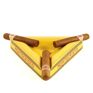 Stunning Balck or Yellow Triangle Montecristo Cigar Ashtray - 3 Cigar Rest Outdoor and Indoor - SIKARX