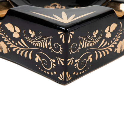 Cigar Ashtray Gold & Black 4 Cigar Rest - SIKARX