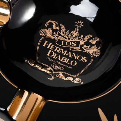 Cigar Ashtray Gold & Black 4 Cigar Rest - SIKARX