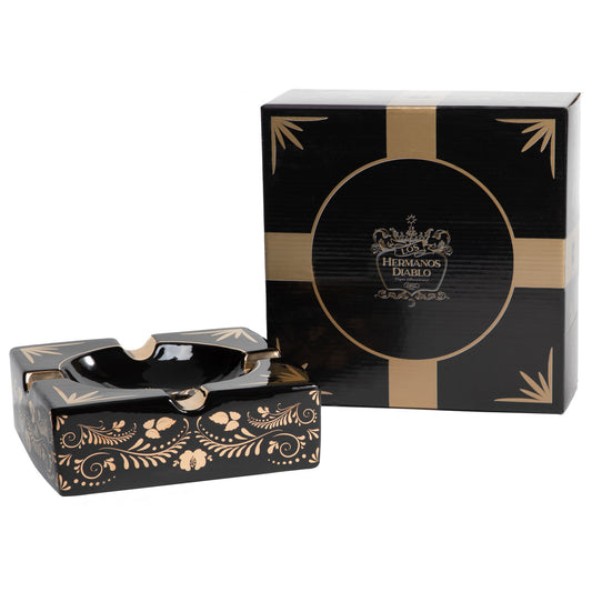 Cigar Ashtray Gold & Black 4 Cigar Rest - SIKARX