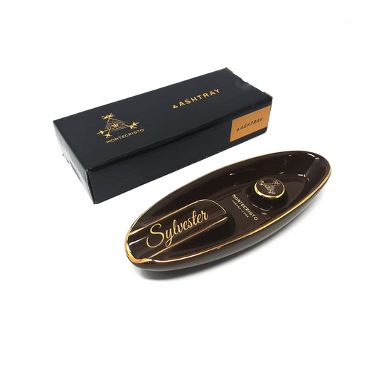 Personalized Brown Montecristo Single Cigar Ashtray & Gift Box - Gifts for men -Grandfather, Christmas - Wedding - Anniversary - Engraved - SIKARX