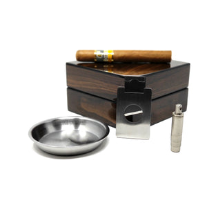 SIKARX Compact Cigar Ashtray Cigar Cutter Punch - (4.75 x 4.75 x 2.8) - SIKARX